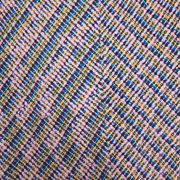 Y2K Pink Tweed Fringe Skirt W.D.N.Y. Silk Blend A-Line Knee Length Skirt Size 8 - Picture 3 of 10